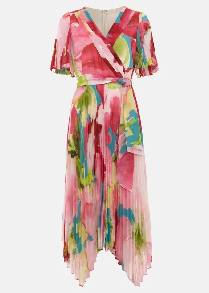 Phase Eight Kendall Floral Pleat Midi Dress Multicoloured Women Dresses