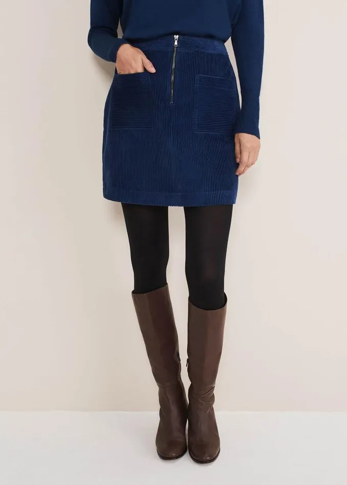 Phase Eight Kennedy Corduroy Mini Skirt Teal Women Skirts