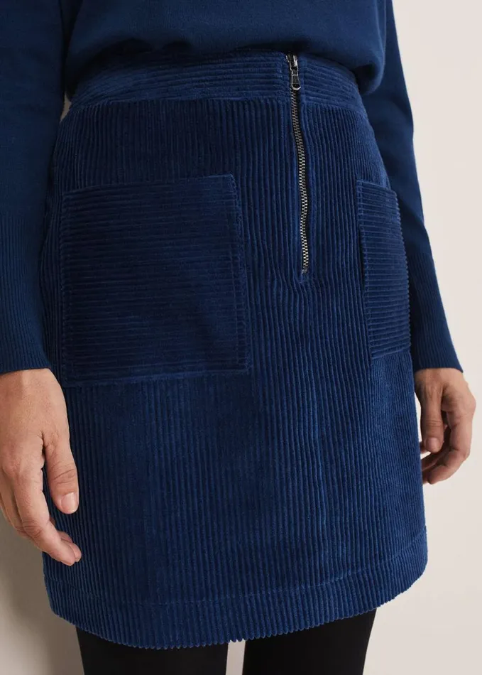 Phase Eight Kennedy Corduroy Mini Skirt Teal Women Skirts