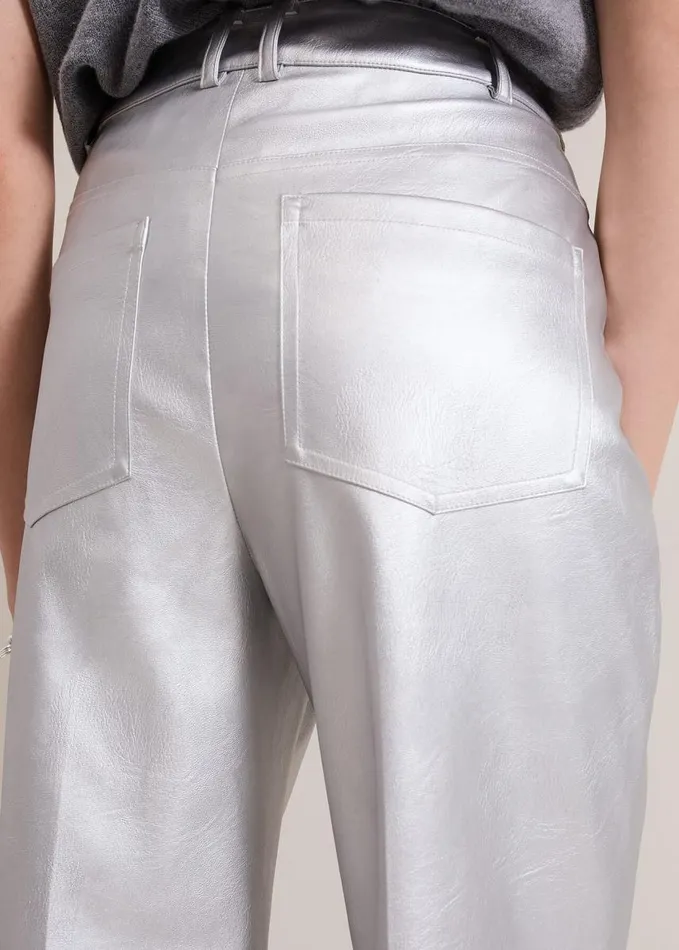 Phase Eight Kenzie Pu Crop Trousers Silver Women Trousers