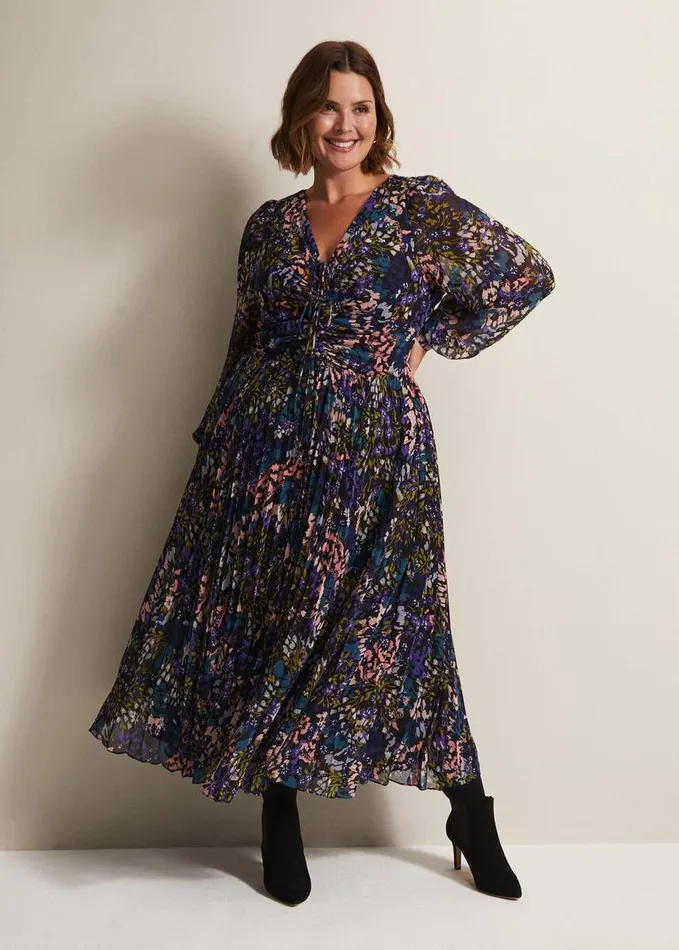 Phase Eight Kindra Floral Pleated Midi Dress Multicoloured Women Dresses