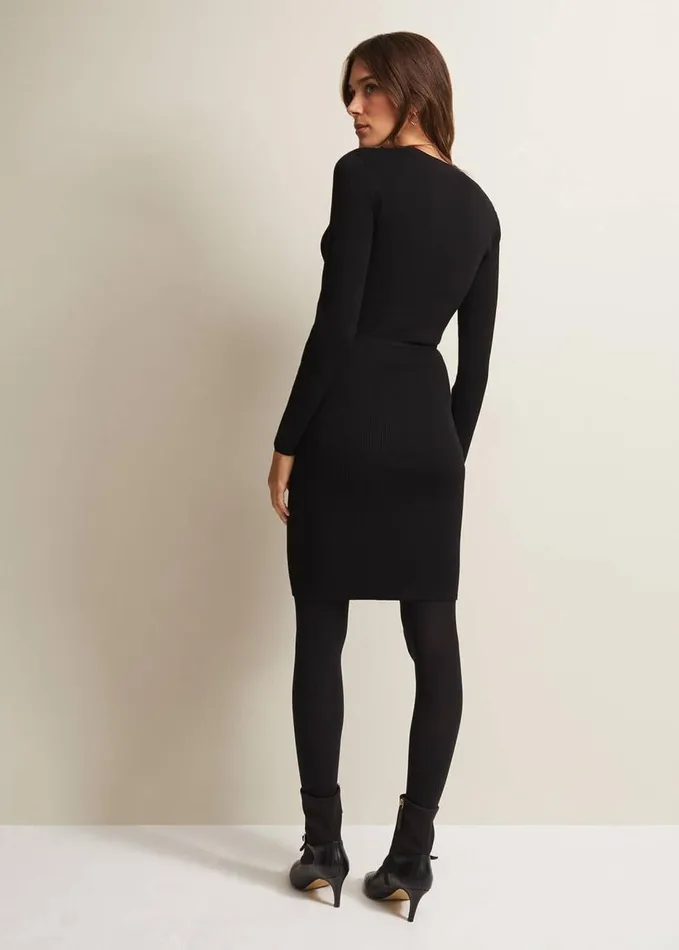 Phase Eight Kinza Black Knitted Mini Dress Black Women Dresses
