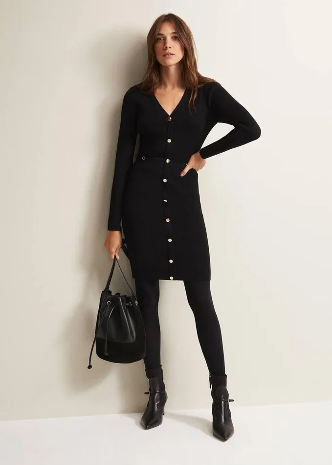 Phase Eight Kinza Black Knitted Mini Dress Black Women Dresses