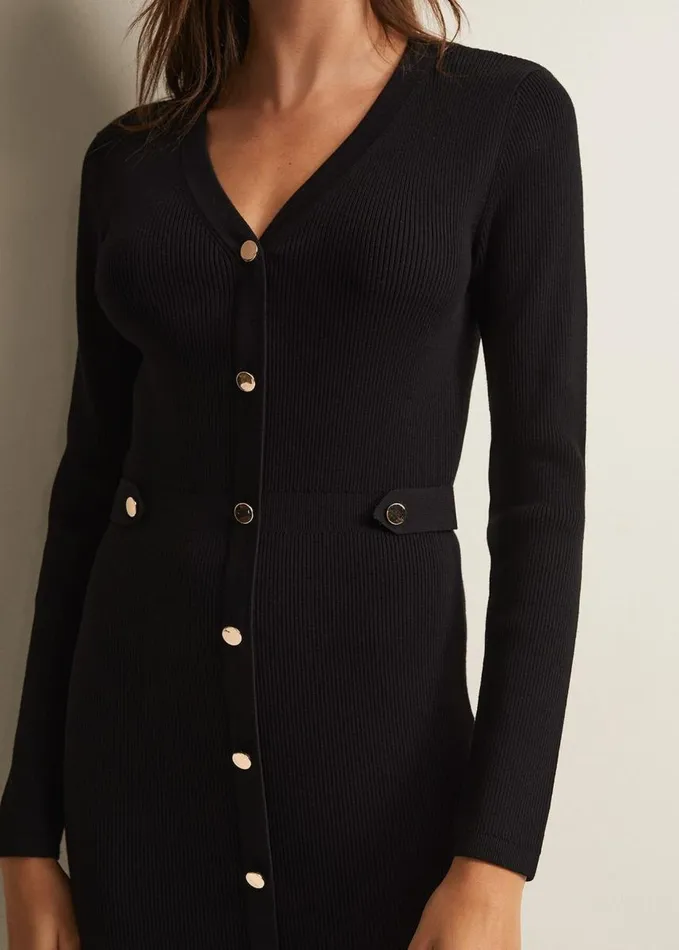 Phase Eight Kinza Black Knitted Mini Dress Black Women Dresses