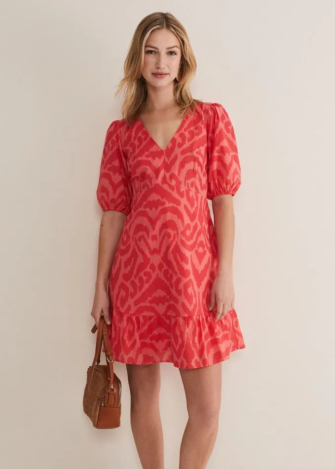 Phase Eight Krystal Cotton Abstract Mini Dress Pinkred Women Dresses