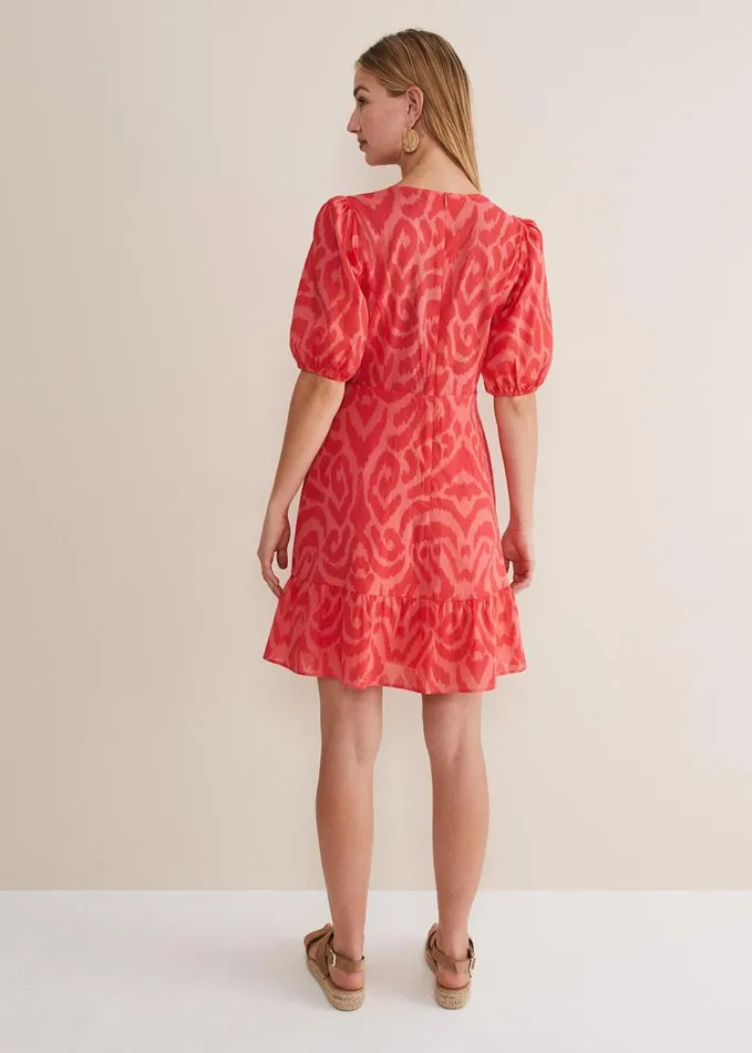 Phase Eight Krystal Cotton Abstract Mini Dress Pinkred Women Dresses