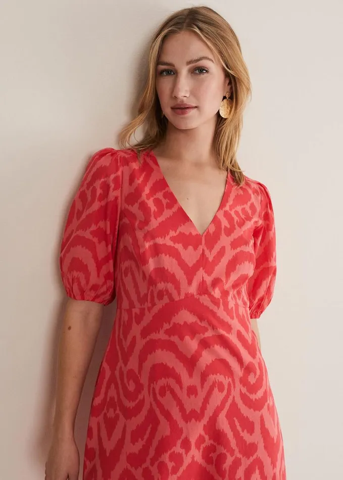 Phase Eight Krystal Cotton Abstract Mini Dress Pinkred Women Dresses