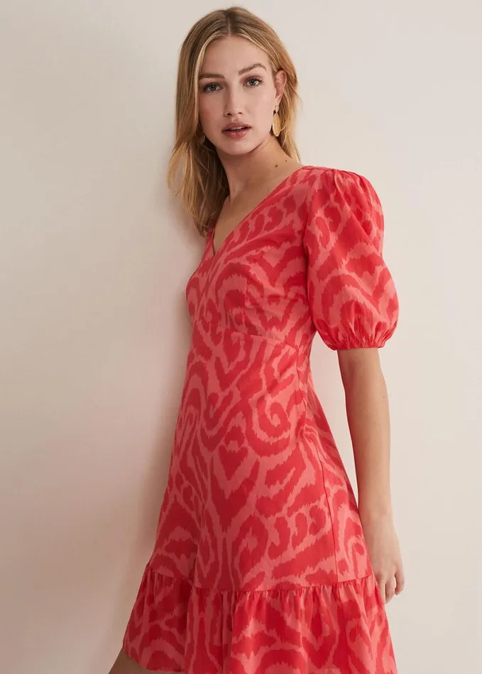 Phase Eight Krystal Cotton Abstract Mini Dress Pinkred Women Dresses