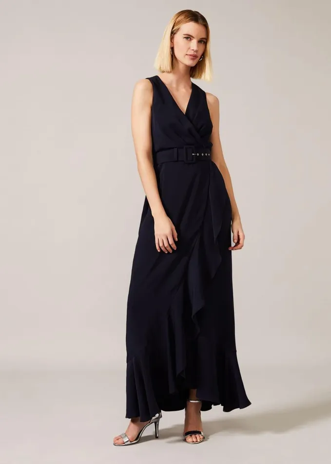 Phase Eight Lara Belted Dress Navy Women Dresses