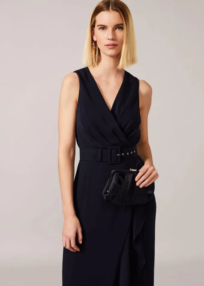 Phase Eight Lara Belted Dress Navy Women Dresses