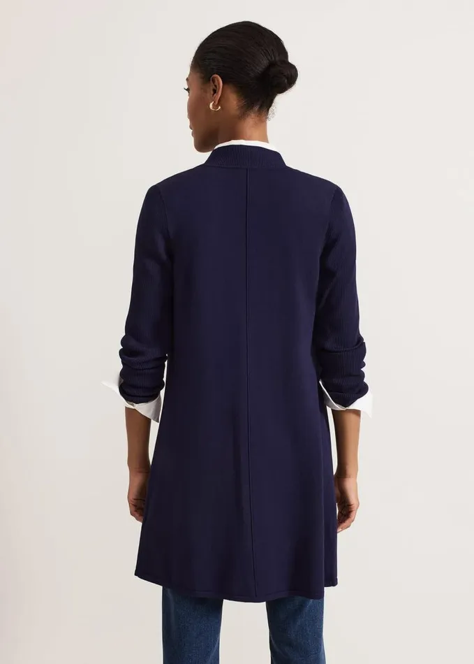 Phase Eight Lauren Longline Edge To Edge Cardigan Navy Women Knitwear