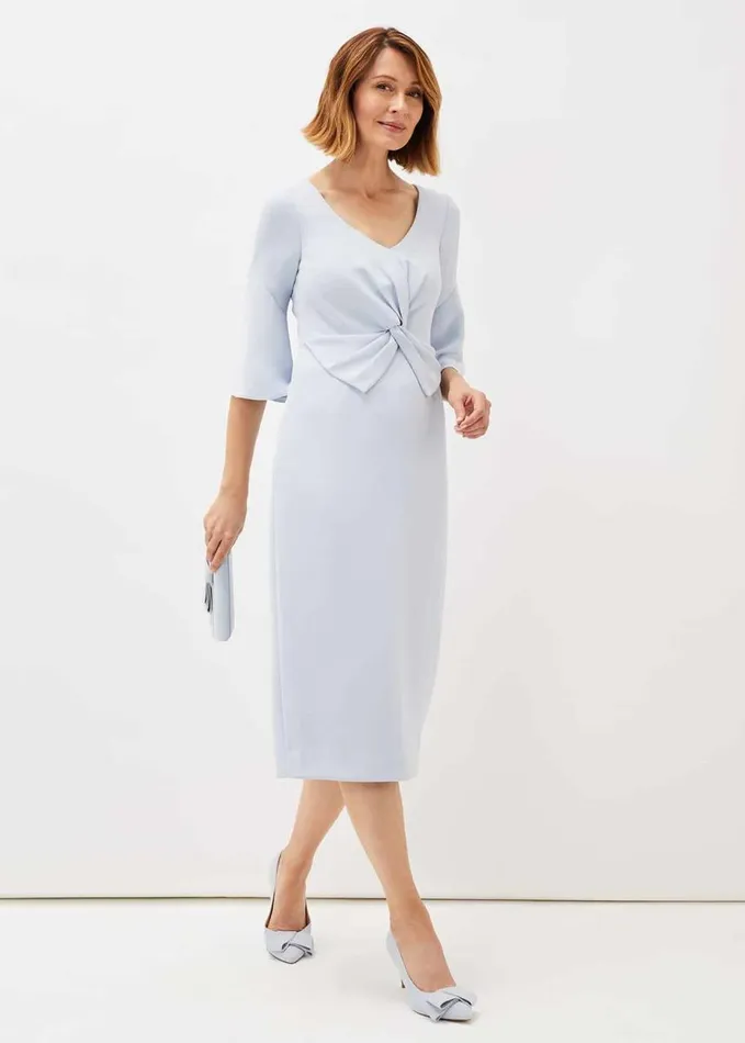 Phase Eight Layla Bow Detail Fitted Dress Sky Blue Women Dresses