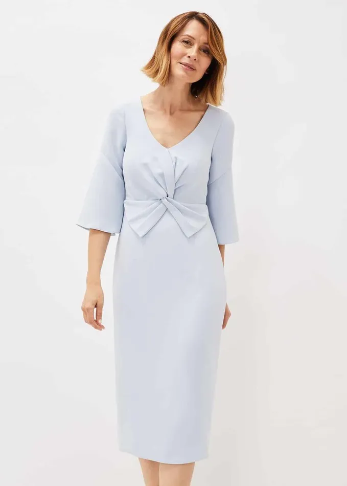 Phase Eight Layla Bow Detail Fitted Dress Sky Blue Women Dresses