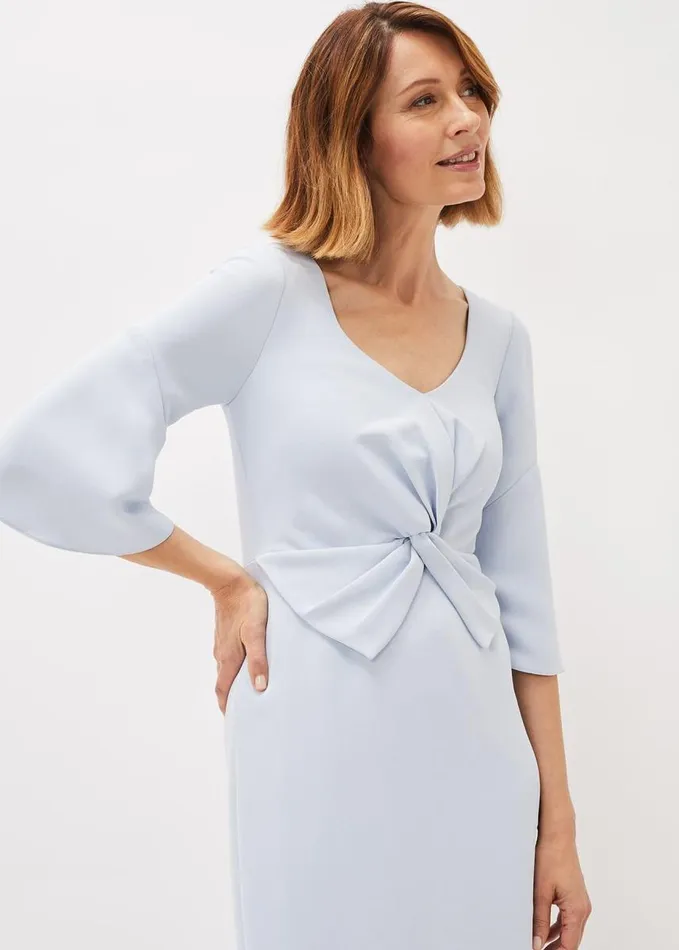 Phase Eight Layla Bow Detail Fitted Dress Sky Blue Women Dresses