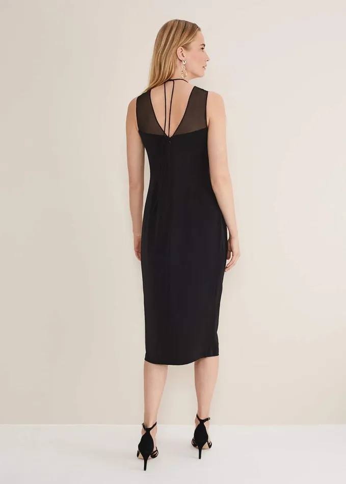 Phase Eight Leah Ruched Midi Dress Black Women Dresses