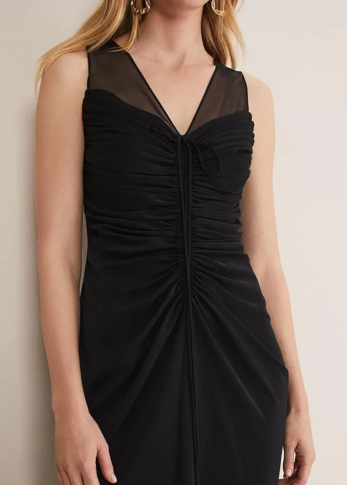 Phase Eight Leah Ruched Midi Dress Black Women Dresses