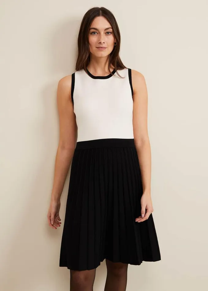 Phase Eight Libby Textured Knit Dress Blackivory Women Dresses