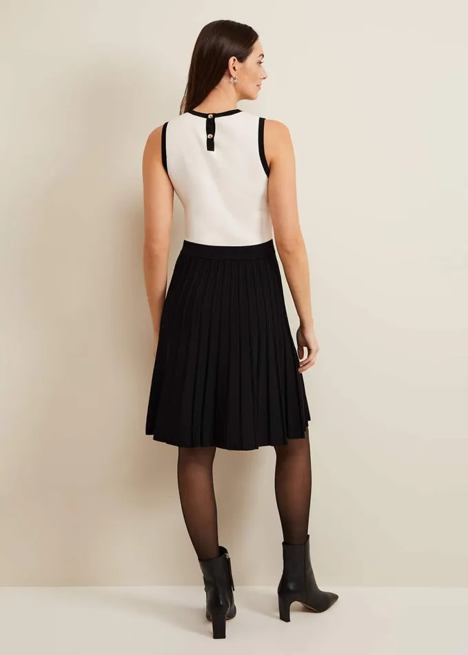 Phase Eight Libby Textured Knit Dress Blackivory Women Dresses