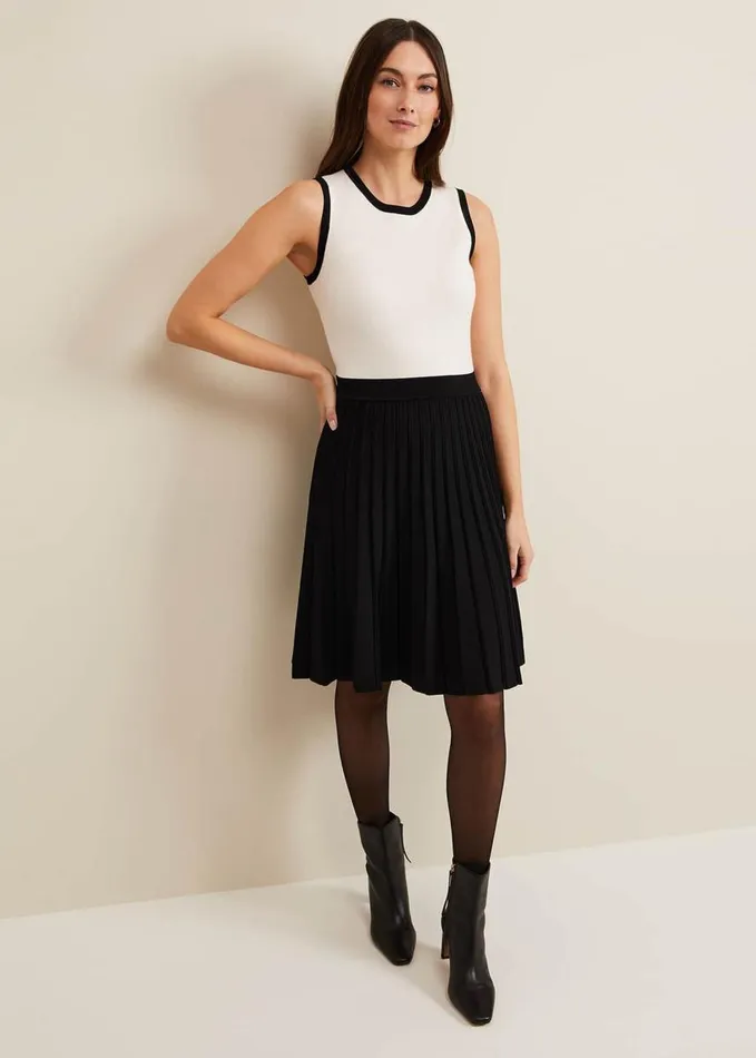Phase Eight Libby Textured Knit Dress Blackivory Women Dresses
