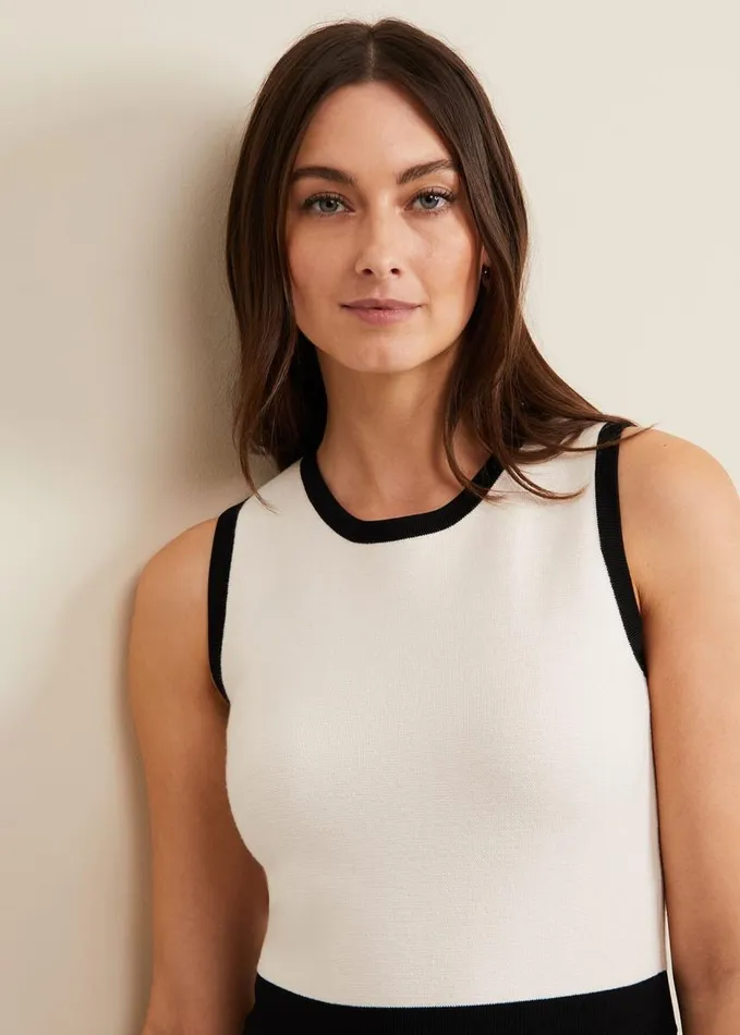 Phase Eight Libby Textured Knit Dress Blackivory Women Dresses