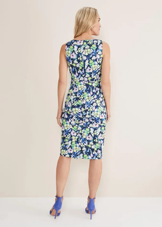 Phase Eight Loretta Printed Scuba Dress French Navy Multi Women Dresses