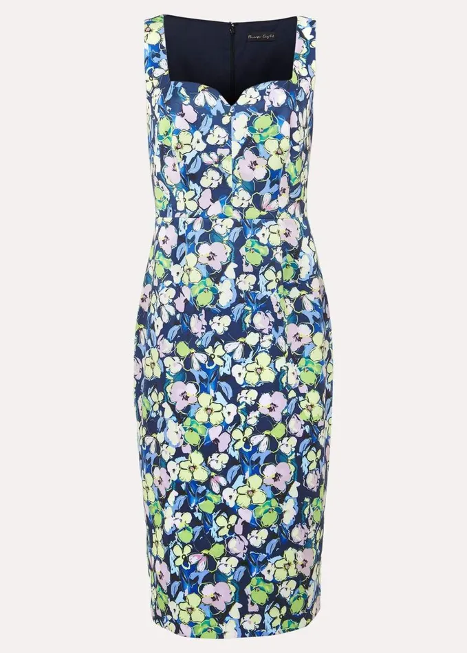 Phase Eight Loretta Printed Scuba Dress French Navy Multi Women Dresses