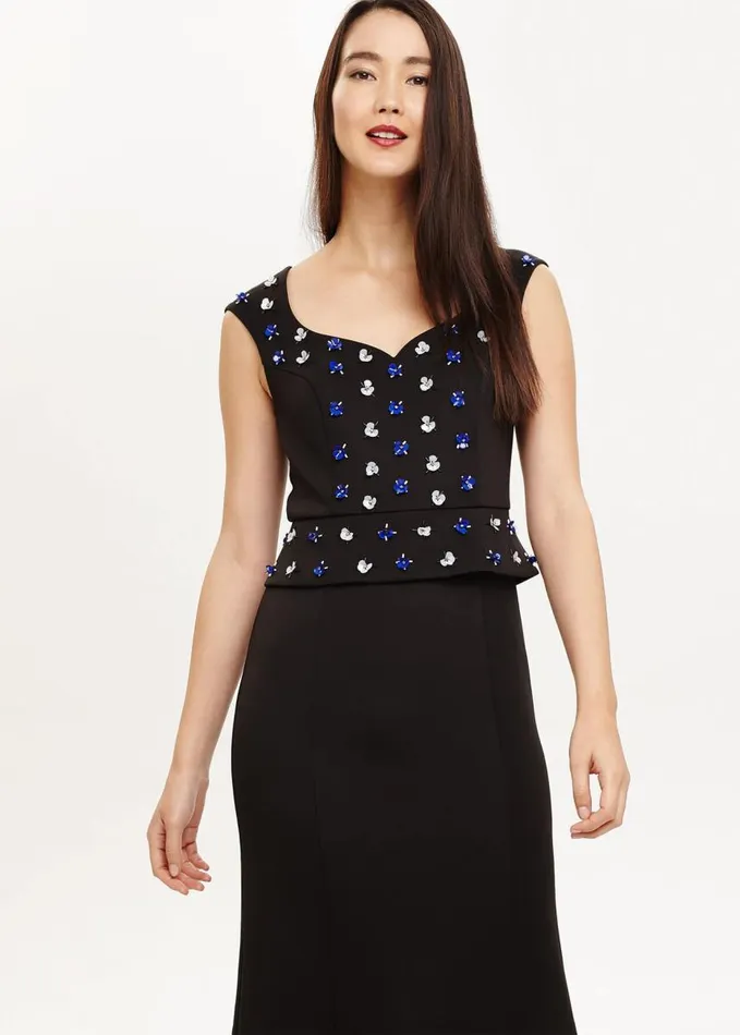 Phase Eight Louise Embellished Maxi Dress Black Women Dresses