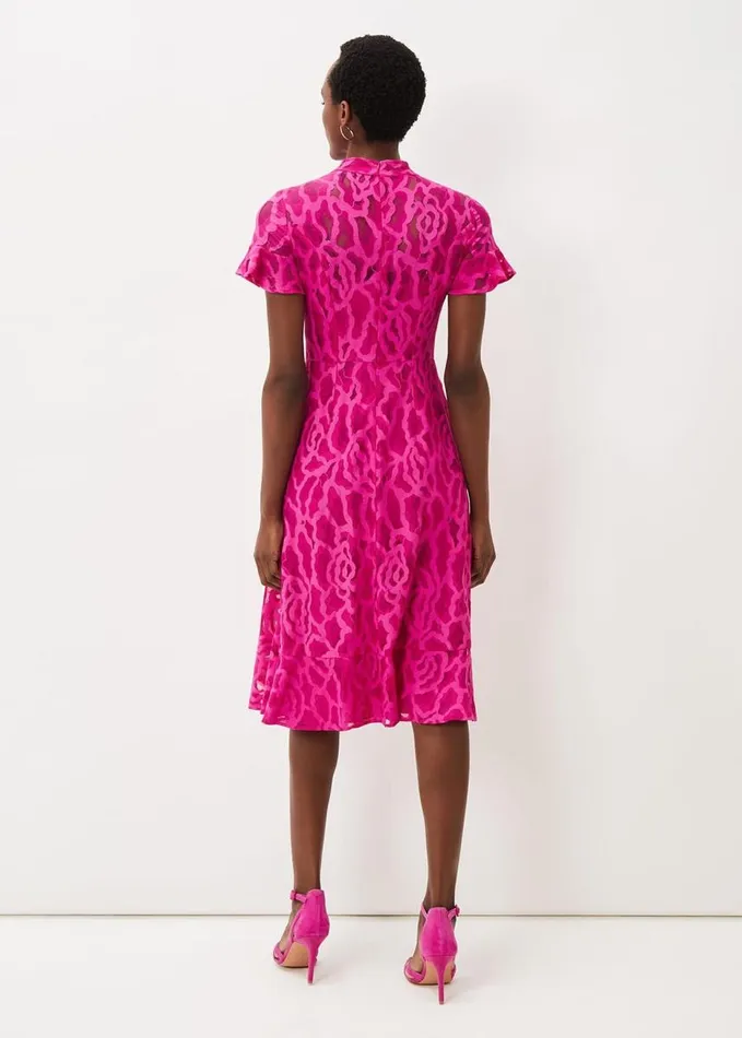 Phase Eight Lulu Lace Midi Dress Magenta Pink Women Dresses