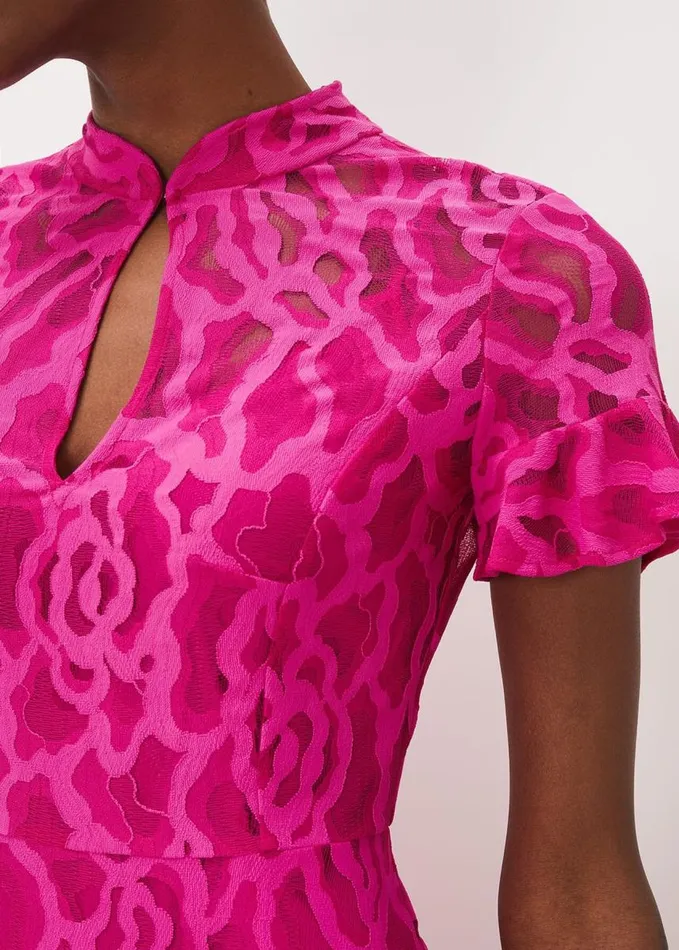 Phase Eight Lulu Lace Midi Dress Magenta Pink Women Dresses