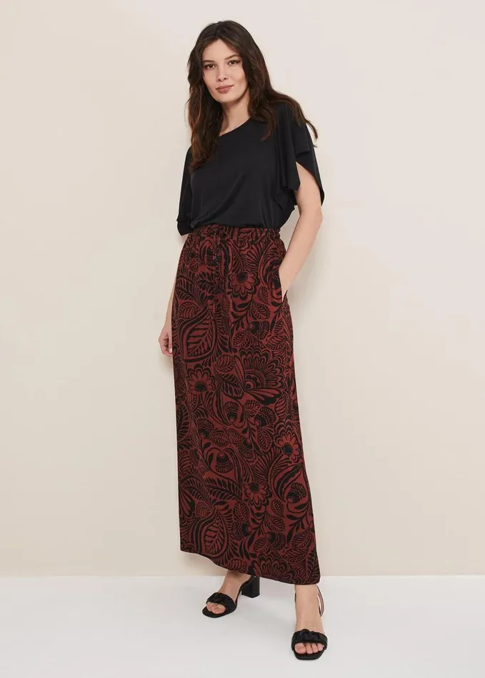 Phase Eight Mara Abstract Maxi Skirt Blackspice Women Skirts