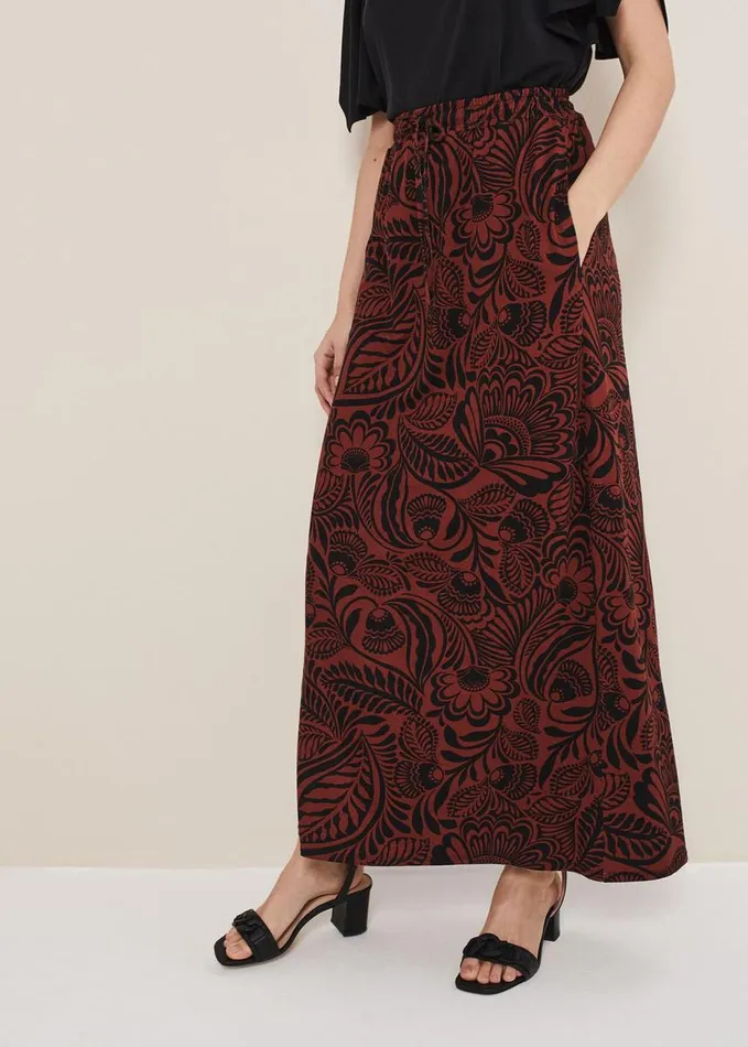 Phase Eight Mara Abstract Maxi Skirt Blackspice Women Skirts