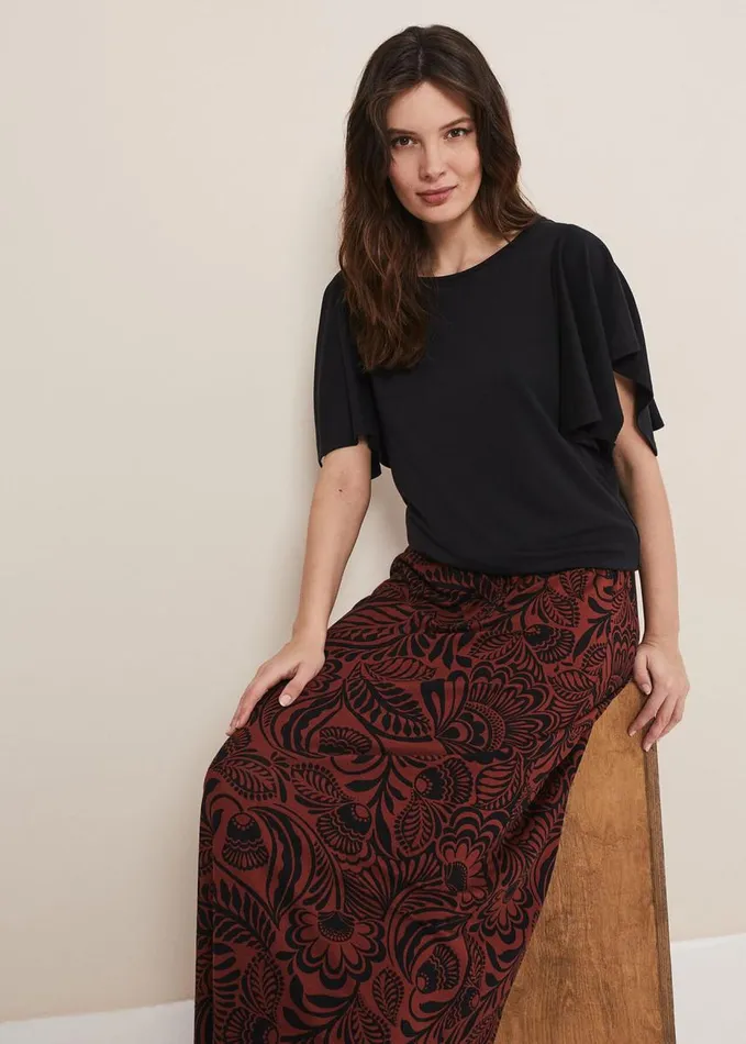 Phase Eight Mara Abstract Maxi Skirt Blackspice Women Skirts