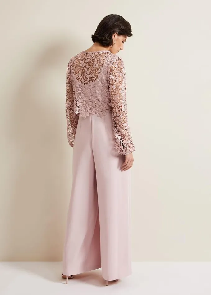 Phase Eight Mariposa Pale Pink Lace Jumpsuit Pale Pink Women Dresses