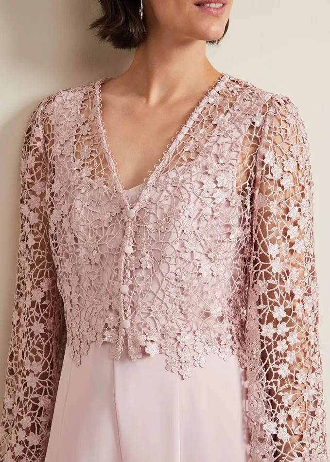 Phase Eight Mariposa Pale Pink Lace Jumpsuit Pale Pink Women Dresses