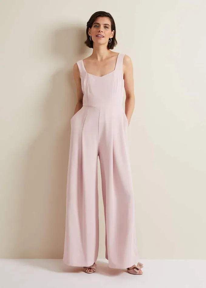 Phase Eight Mariposa Pale Pink Lace Jumpsuit Pale Pink Women Dresses