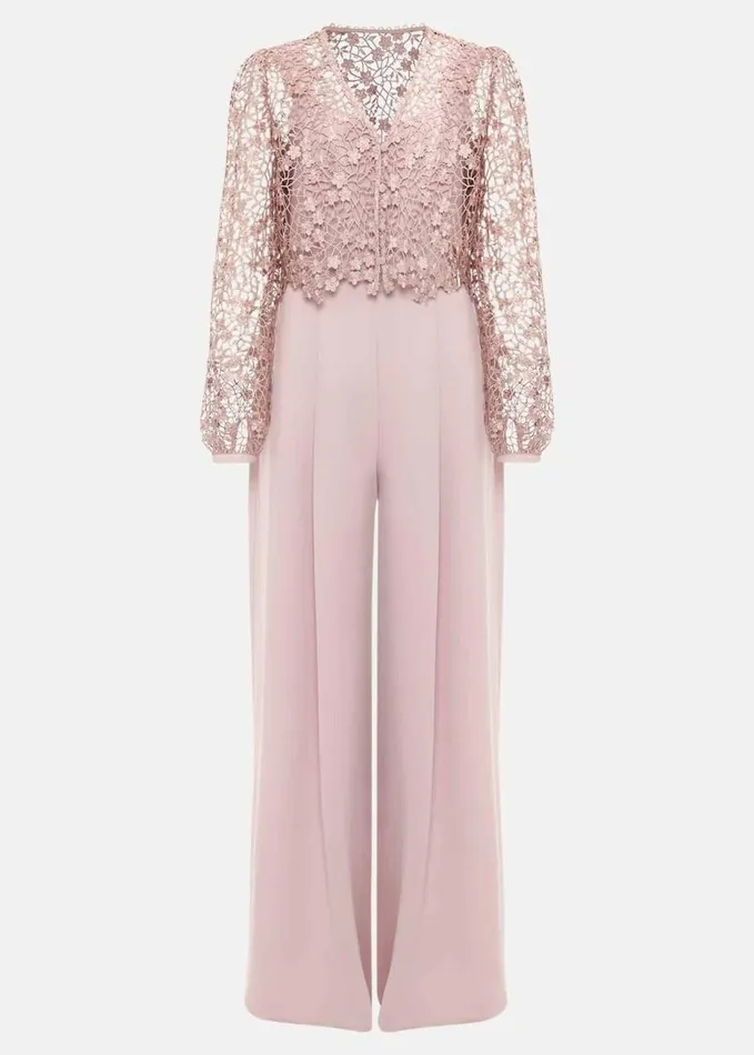 Phase Eight Mariposa Pale Pink Lace Jumpsuit Pale Pink Women Dresses