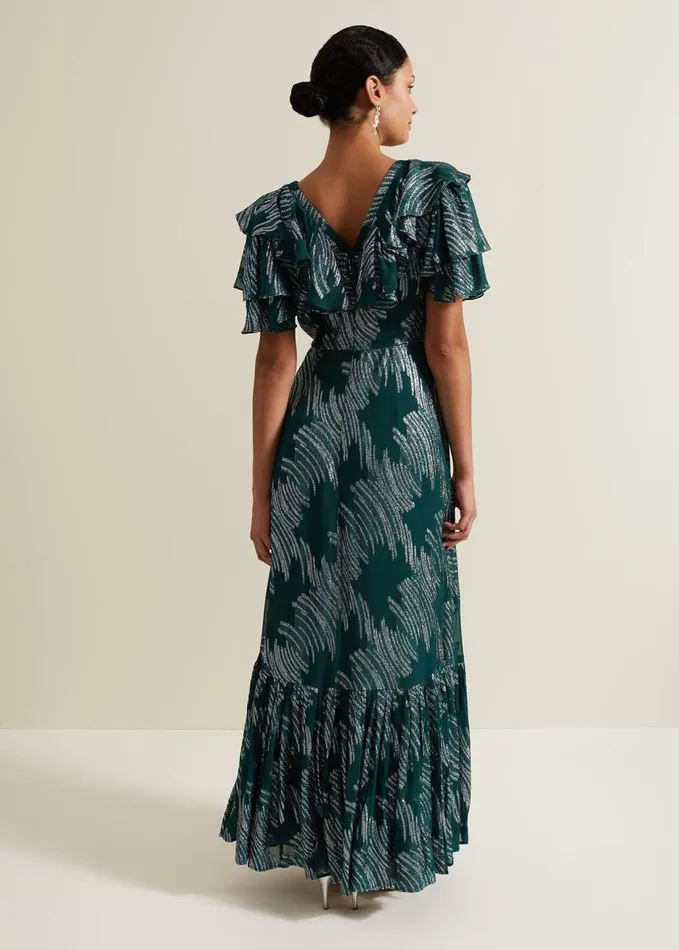 Phase Eight Marzia Teal Fil Coupe Maxi Dress Teal Women Dresses
