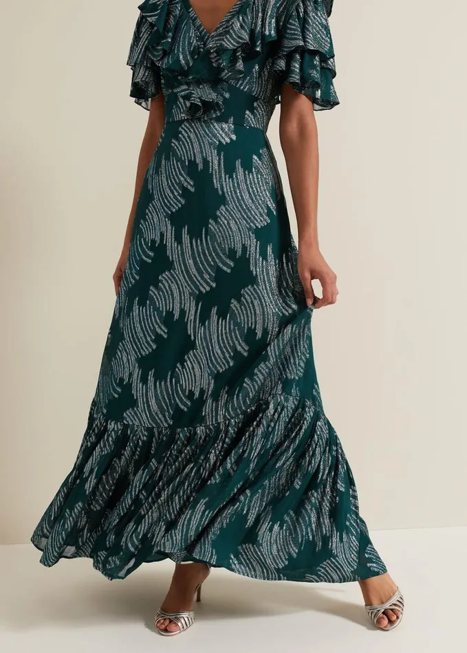 Phase Eight Marzia Teal Fil Coupe Maxi Dress Teal Women Dresses