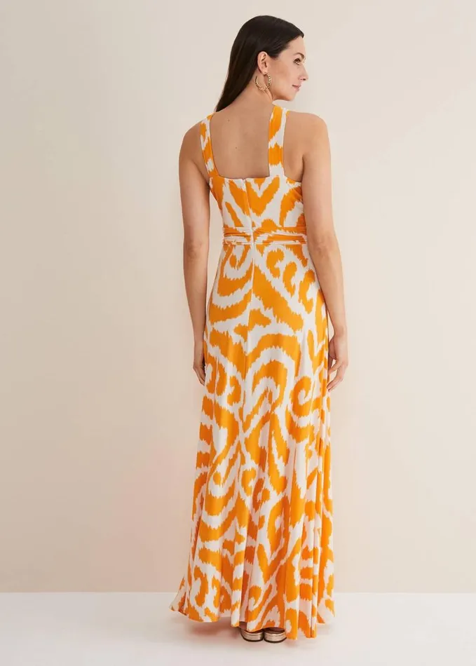 Phase Eight Maude Printed Jersey Maxi Dress Orangecream Women Dresses