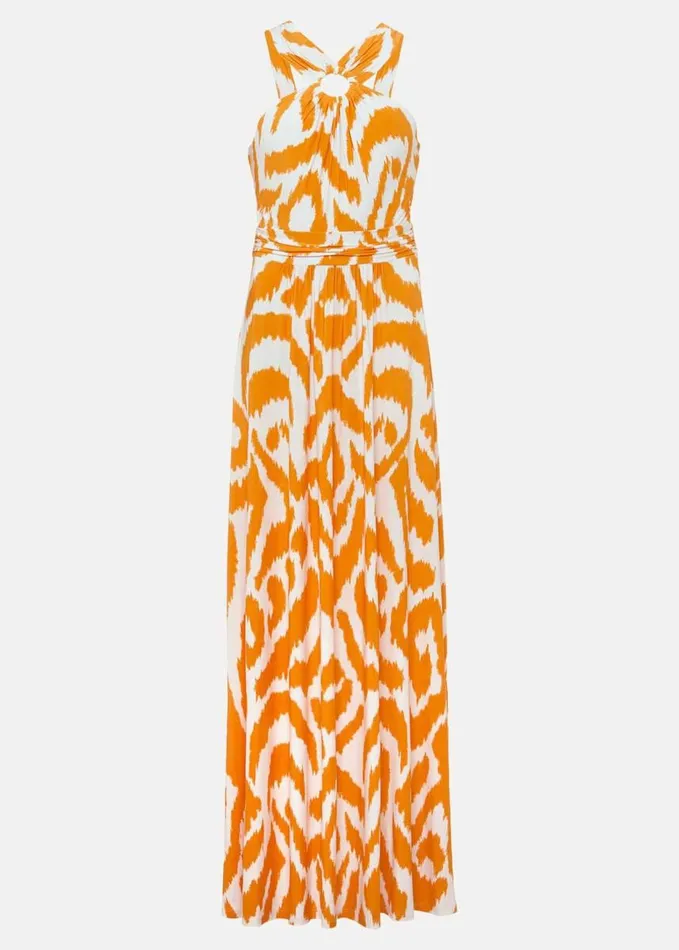 Phase Eight Maude Printed Jersey Maxi Dress Orangecream Women Dresses