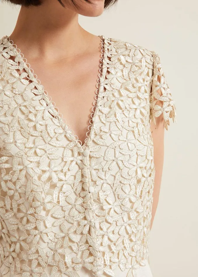 Phase Eight Maxine Lace Fit And Flare Dress Cream Women Dresses