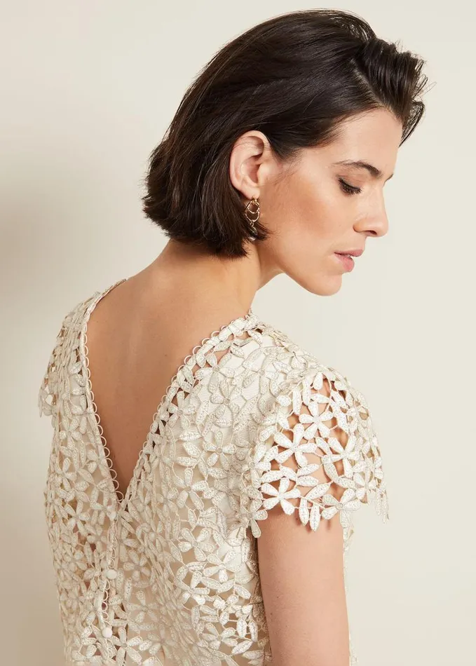 Phase Eight Maxine Lace Fit And Flare Dress Cream Women Dresses
