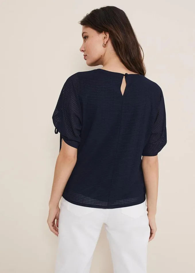 Phase Eight Meda Textured Jersey Top Navy Women Tops and TShirts