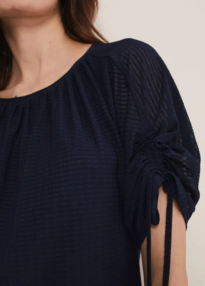 Phase Eight Meda Textured Jersey Top Navy Women Tops and TShirts
