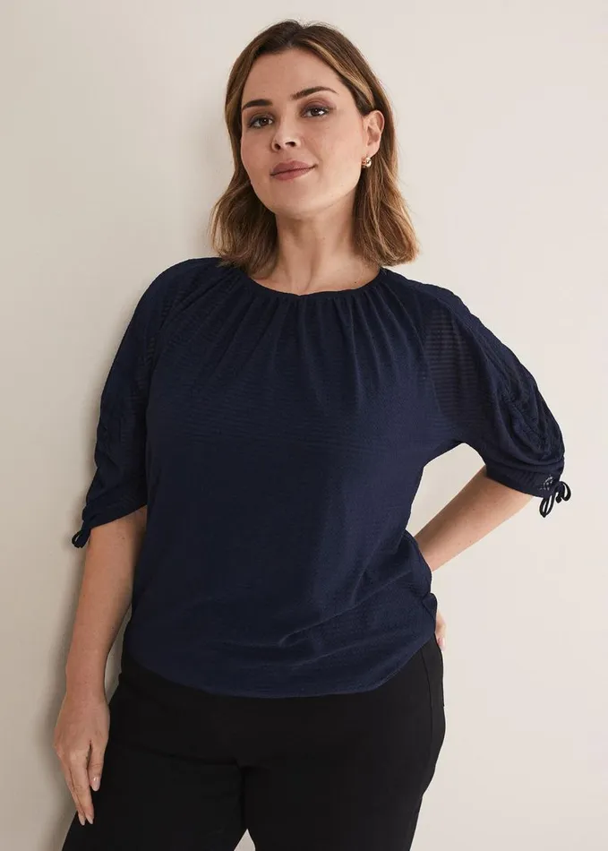 Phase Eight Meda Textured Jersey Top Navy Women Tops and TShirts