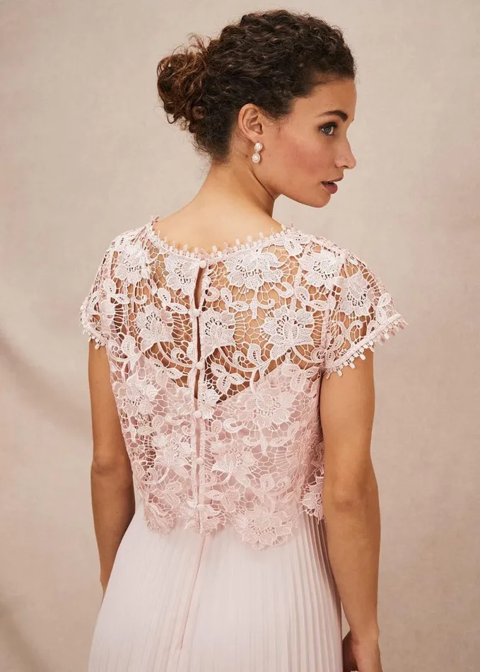 Phase Eight Michelle Lace Pleated Maxi Dress Antique Rose Women Dresses