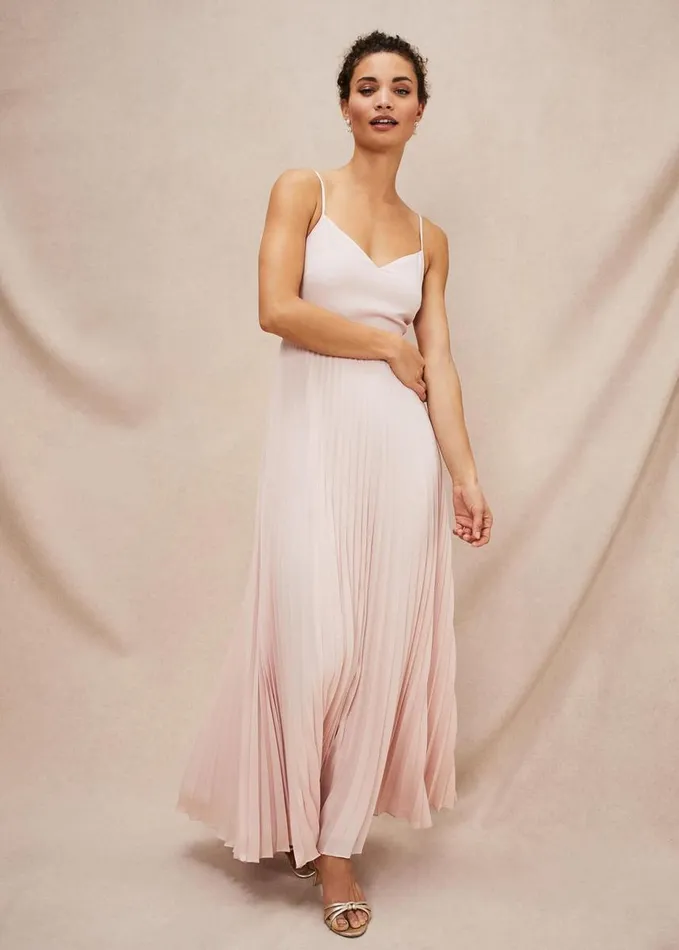 Phase Eight Michelle Lace Pleated Maxi Dress Antique Rose Women Dresses