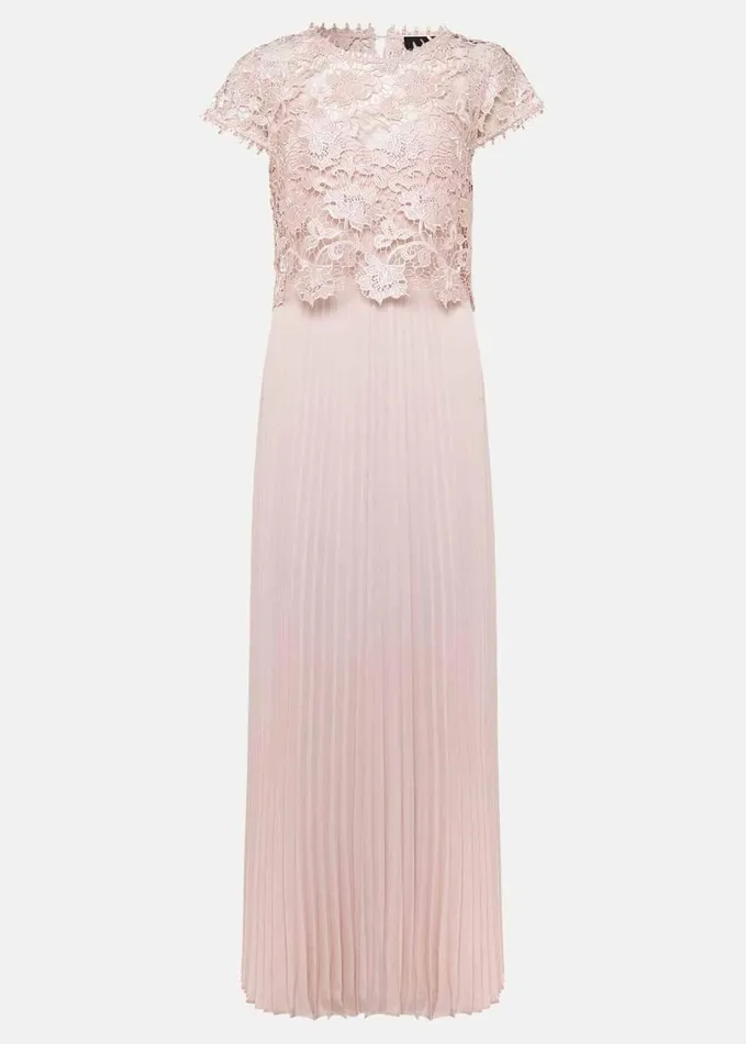 Phase Eight Michelle Lace Pleated Maxi Dress Antique Rose Women Dresses