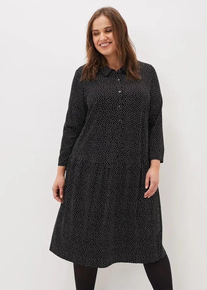 Phase Eight Mina Spot Jersey Dress Black Women Dresses