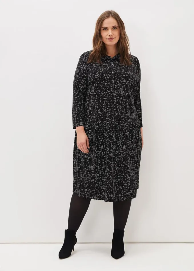 Phase Eight Mina Spot Jersey Dress Black Women Dresses